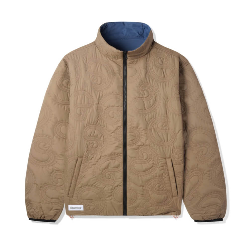 Butter Goods Paisley Reversible Puffer Jacket Khaki - 50-50 Skate Shop