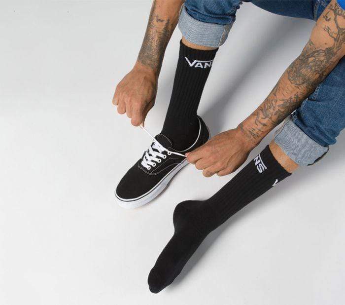 Vans Classic Crew Socks Mens Size 6.5-9 Black 3 Pack - 50-50 Skate Shop