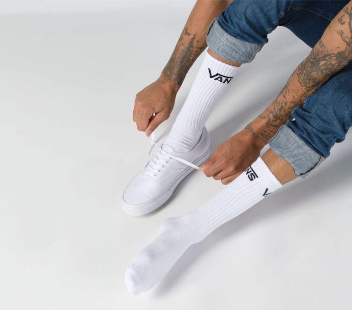Vans Classic Crew Socks Mens Size 6.5-9 White 3 Pack - 50-50 Skate Shop