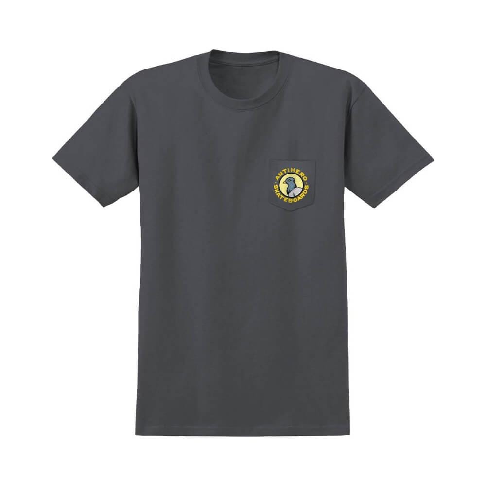 Anti Hero Skate Tee Pocket Pigeon Round Charcoal - 50-50 Skate Shop