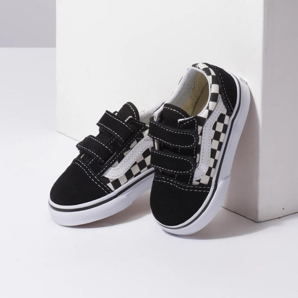 Vans Toddlers Old Skool V (Primary Check) Black White - 50-50 Skate Shop