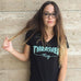 Thrasher Womens Mag Logo V-Neck Black - 50-50 Skate Shop