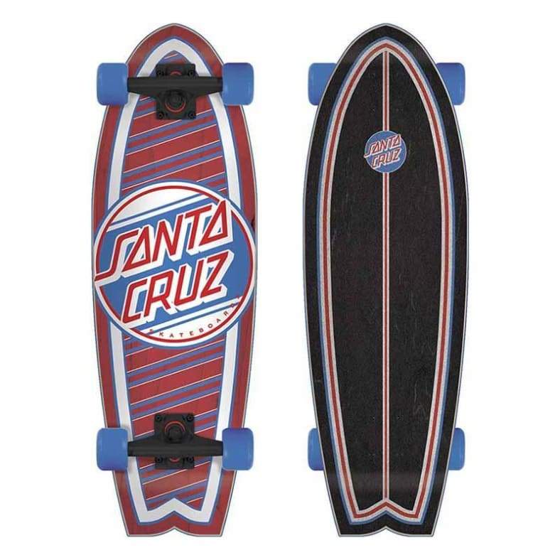 Santa Cruz Skateboard Cruiser Complete Street Dot Shark Cruzer 8.8" x 27.7" Red Blue - 50-50 Skate Shop