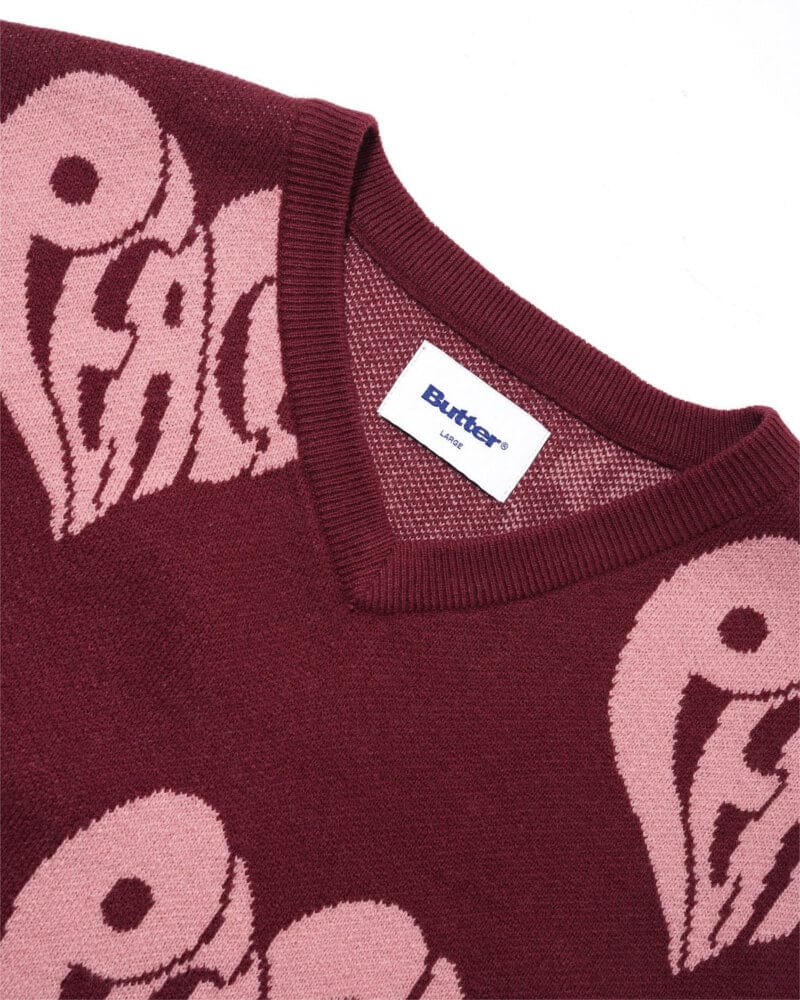 Butter Goods Peace Knit Vest Wine - 50-50 Skate Shop
