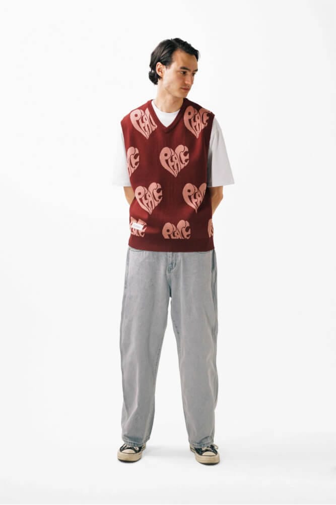 Butter Goods Peace Knit Vest Wine - 50-50 Skate Shop