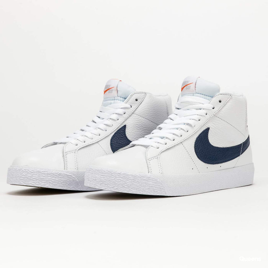 Nike SB Zoom Blazer Mid ISO White Navy White Safety Orange - 50-50 Skate Shop