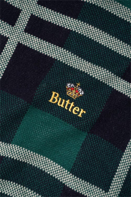 Butter Goods Knit Sweater Plaid Navy Forest White - 50-50 Skate Shop