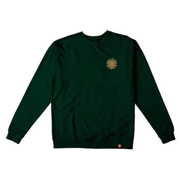 Spitfire Skate Sweater Crewneck Classic 87 Swirl Dark Green Yellow - 50-50 Skate Shop