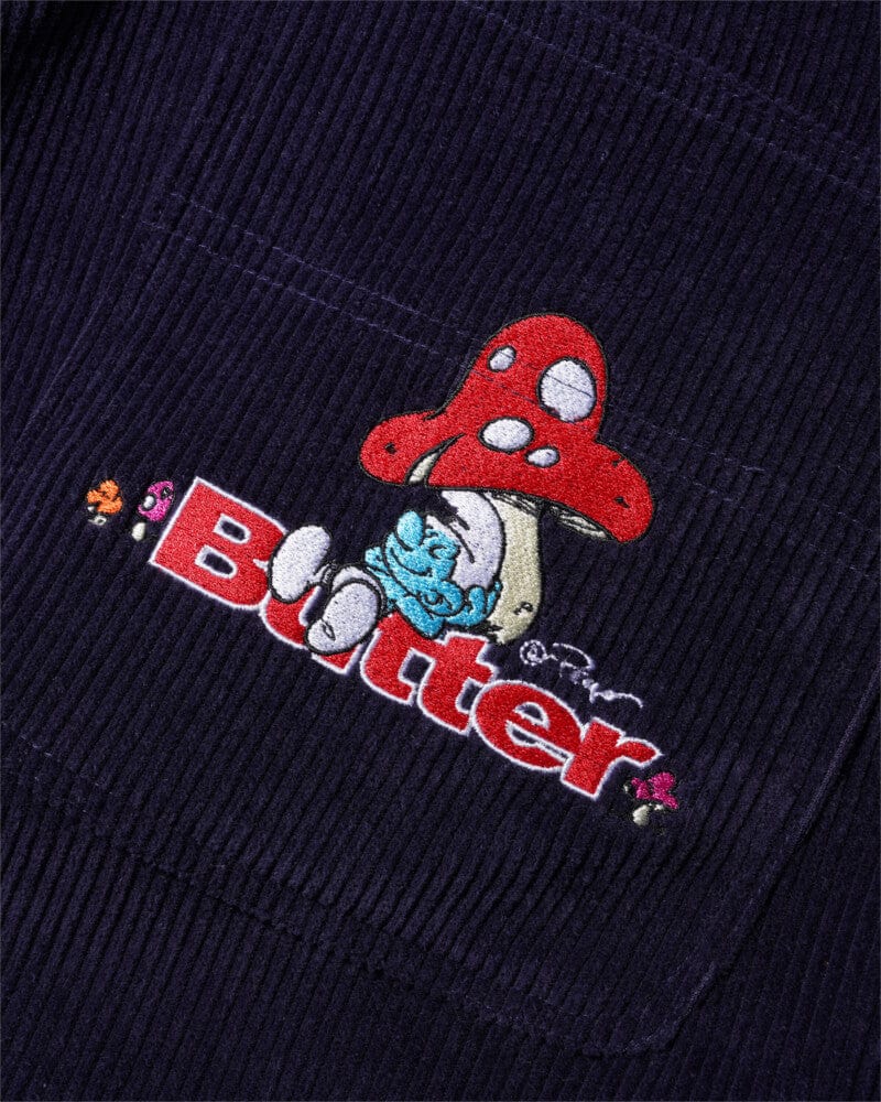Butter Goods x Smurf Mushroom Corduroy Shorts Indigo - 50-50 Skate Shop