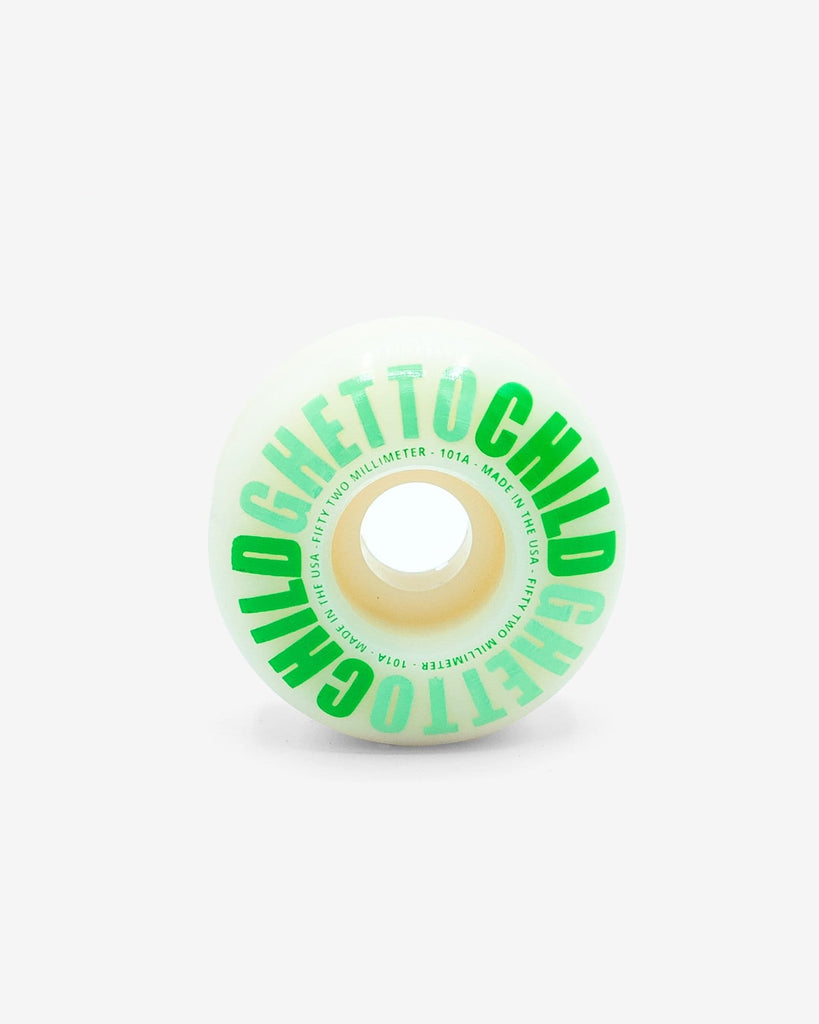 Ghetto Child Skateboard Wheels Classic USA 52mm 101A Standard Cut Green - Set of 4 - 50-50 Skate Shop