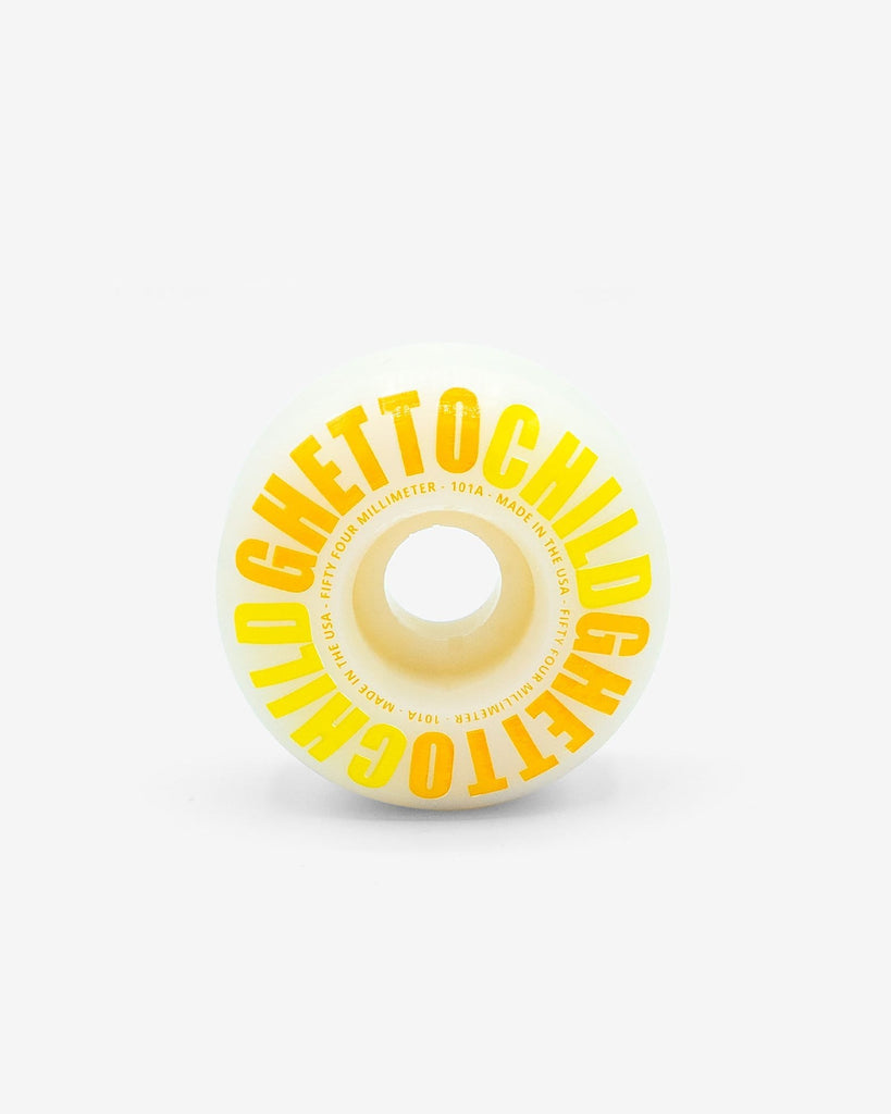 Ghetto Child Skateboard Wheels Classic USA 54mm 101A Standard Cut Yellow - Set of 4 - 50-50 Skate Shop