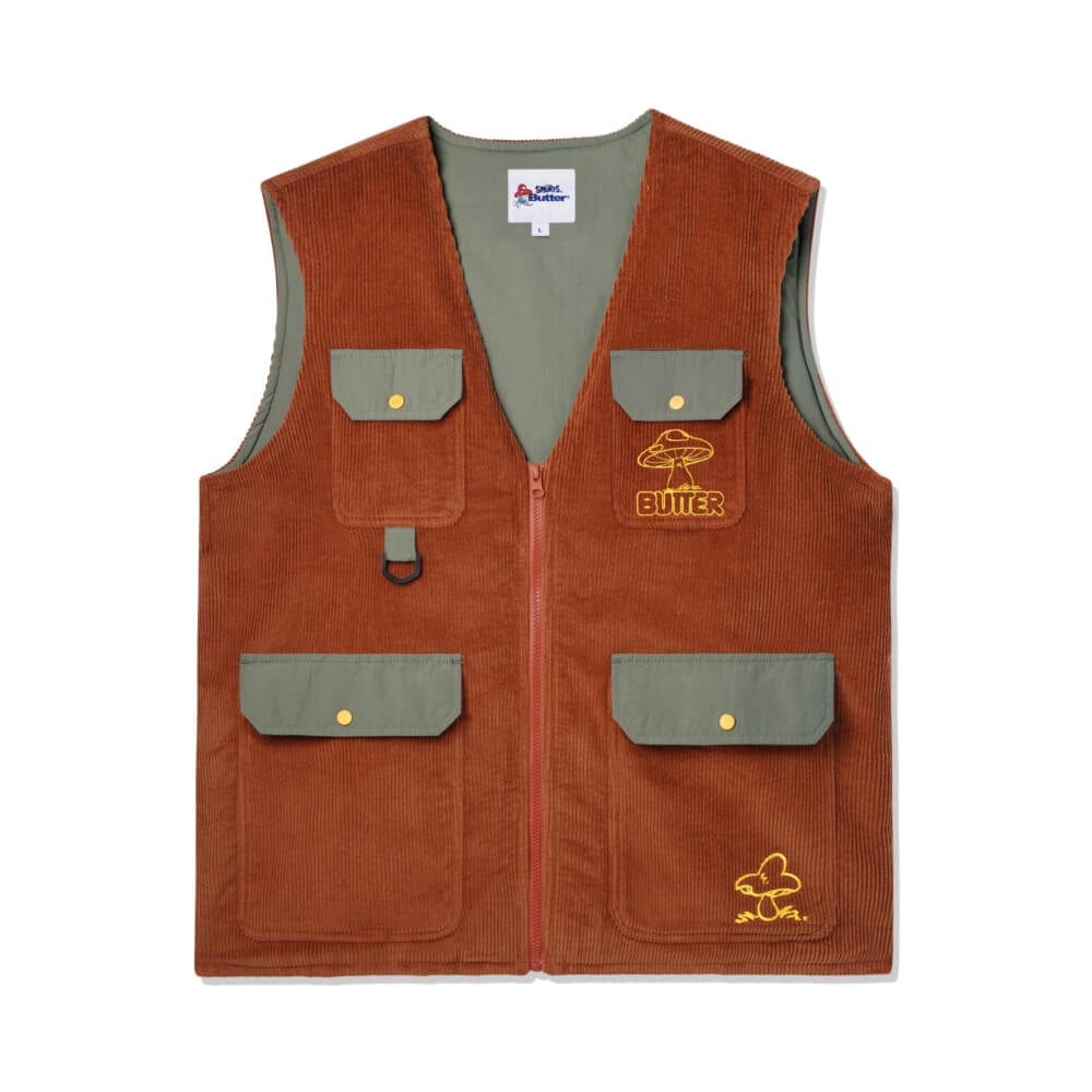 Butter Goods x Smurf Forage Corduroy Vest Rust - 50-50 Skate Shop