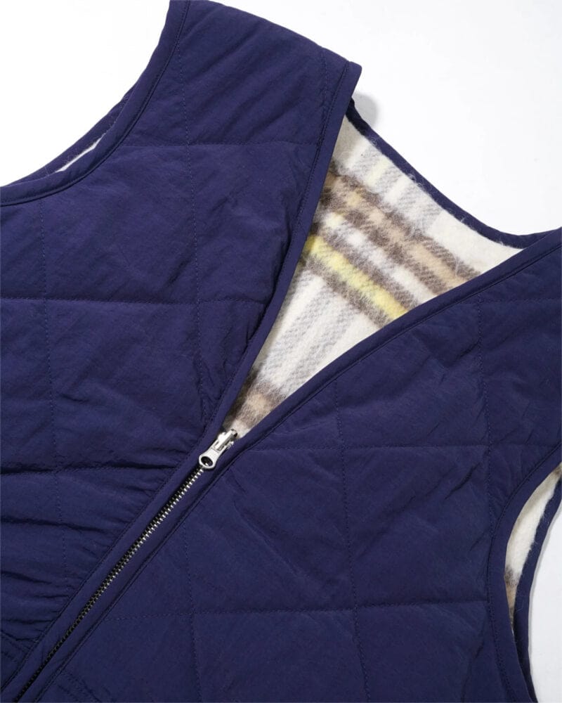 Butter Goods Reversible Hairy Plaid Vest Navy Wheat - 50-50 Skate Shop