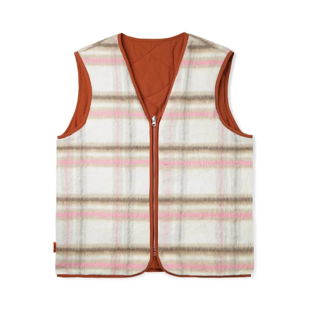 Butter Goods Reversible Hairy Plaid Vest Brown Pink - 50-50 Skate Shop