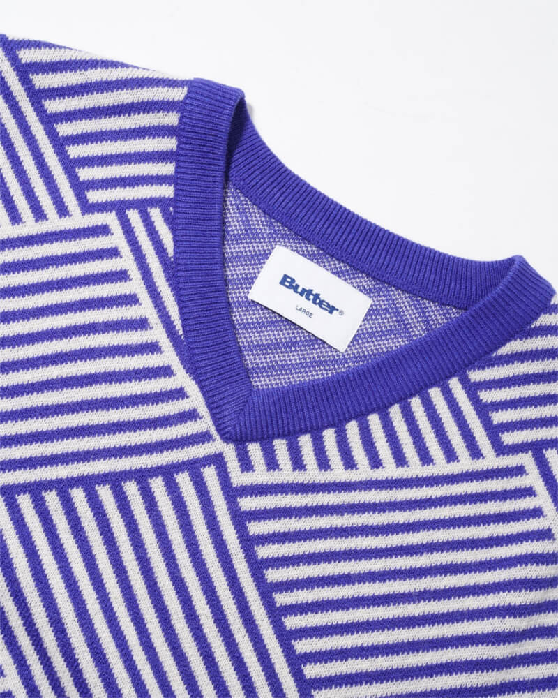 Butter Goods Parquet Knit Vest Royal Cream - 50-50 Skate Shop