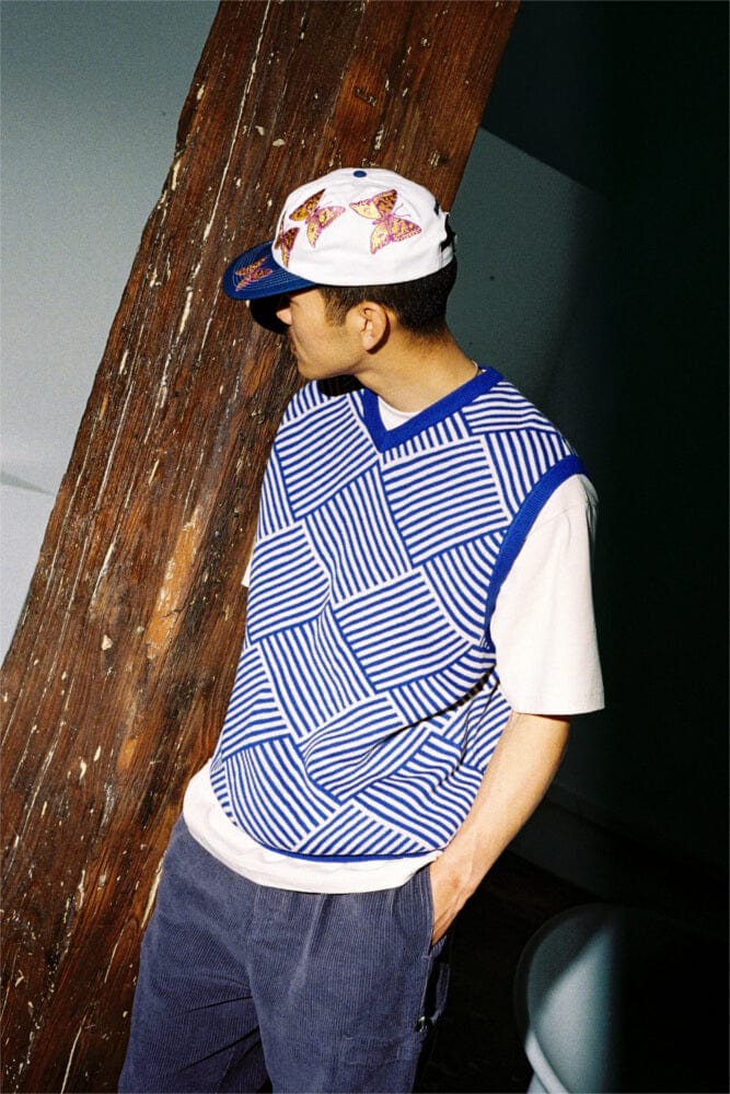 Butter Goods Parquet Knit Vest Royal Cream - 50-50 Skate Shop