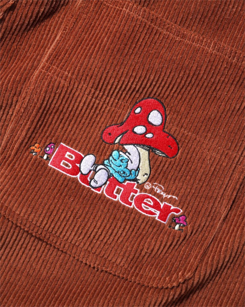 Butter Goods x Smurf Mushroom Corduroy Shorts Rust - 50-50 Skate Shop