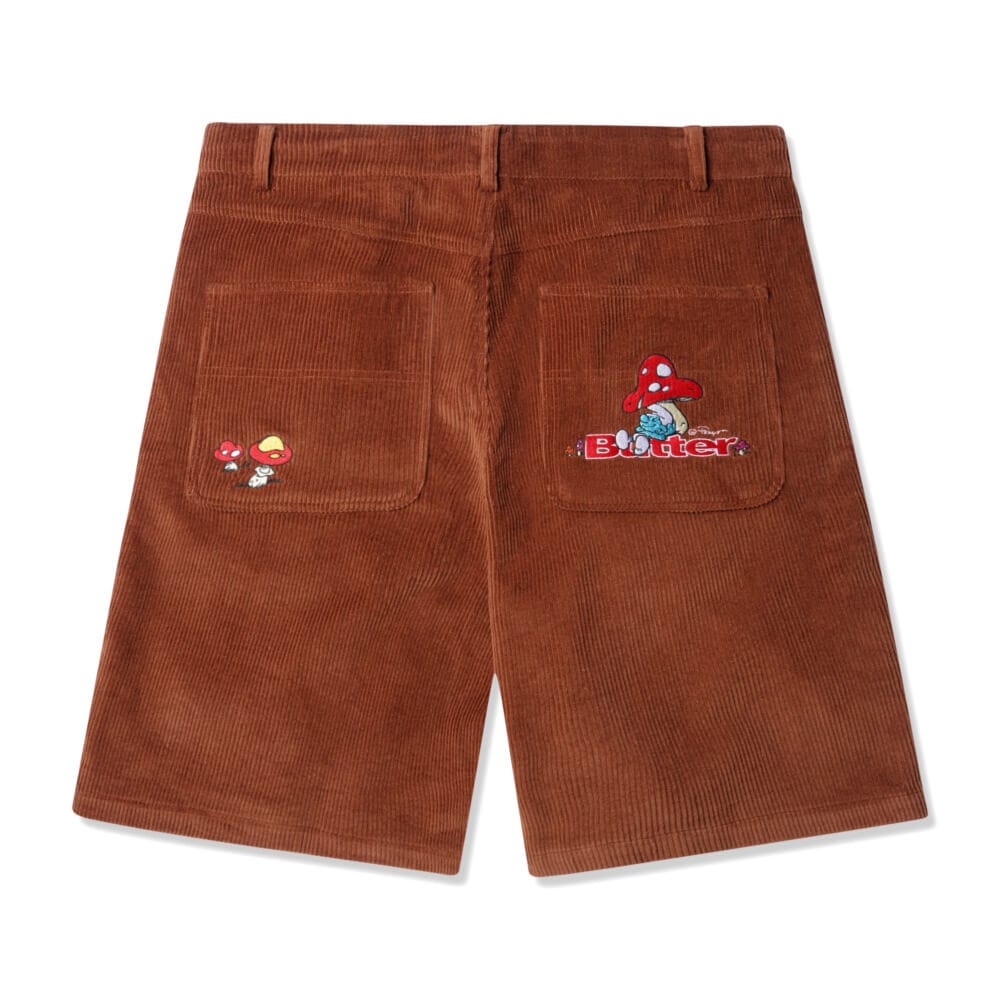 Butter Goods x Smurf Mushroom Corduroy Shorts Rust - 50-50 Skate Shop
