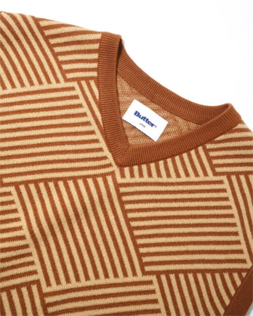 Butter Goods Parquet Knit Vest Brown Tan - 50-50 Skate Shop