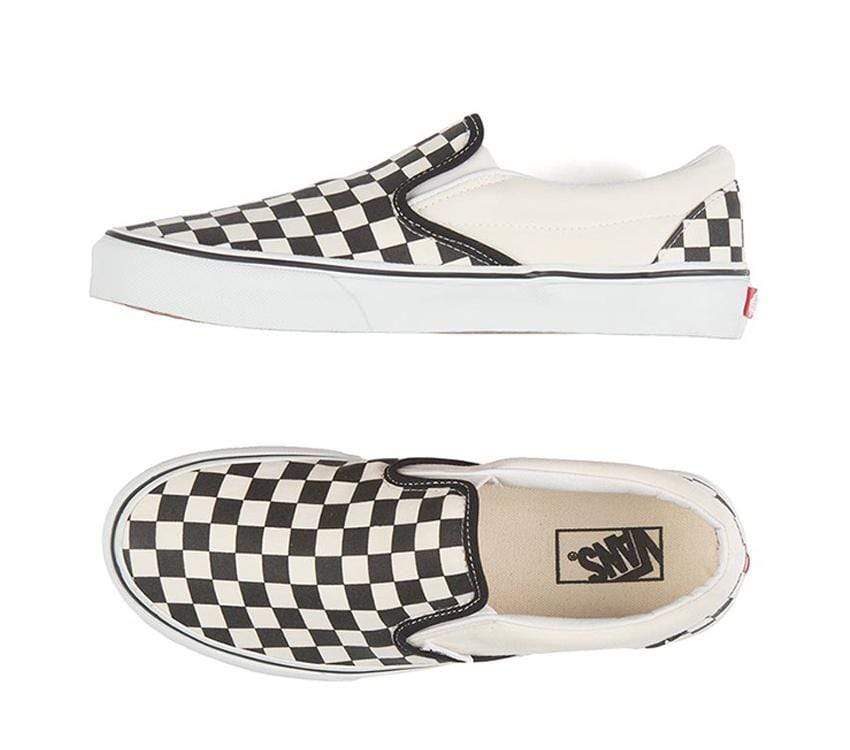 Vans Classic Slip On Black White Checker White - 50-50 Skate Shop