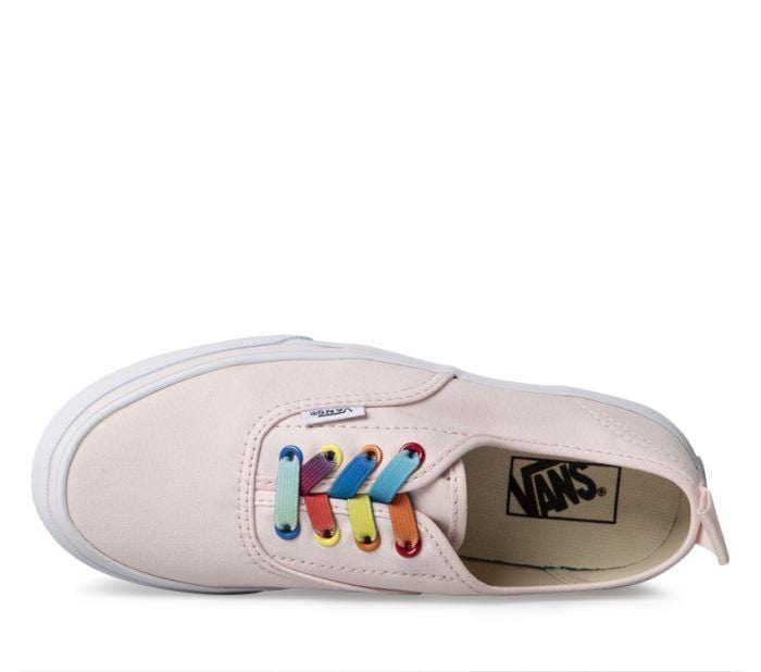 Vans Kids Elastic Lace Authentic Rainbow Shine Heavenly Pink True White - 50-50 Skate Shop