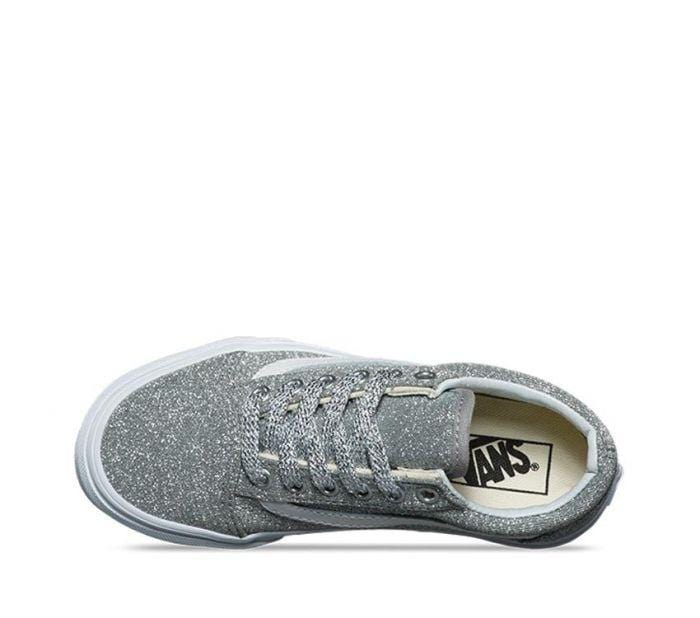 Vans Kids Old Skool (Lurex Glitter) Silver True White - 50-50 Skate Shop