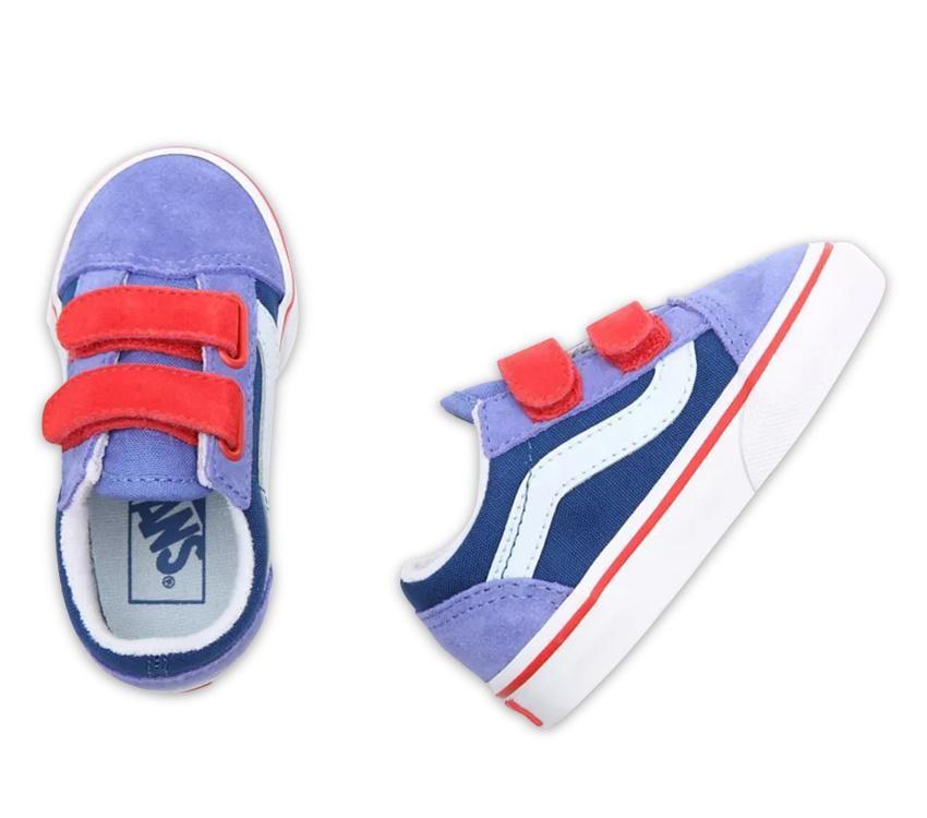 Vans Toddler Old Skool V (Color Block) Baja Blue High Risk Red - 50-50 Skate Shop