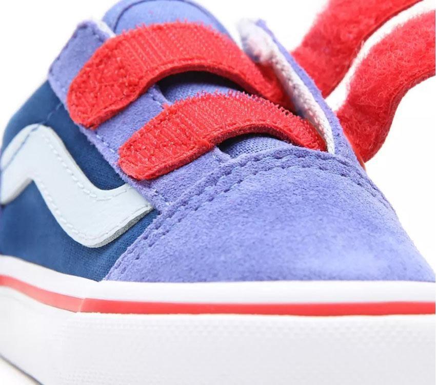 Vans Toddler Old Skool V (Color Block) Baja Blue High Risk Red - 50-50 Skate Shop