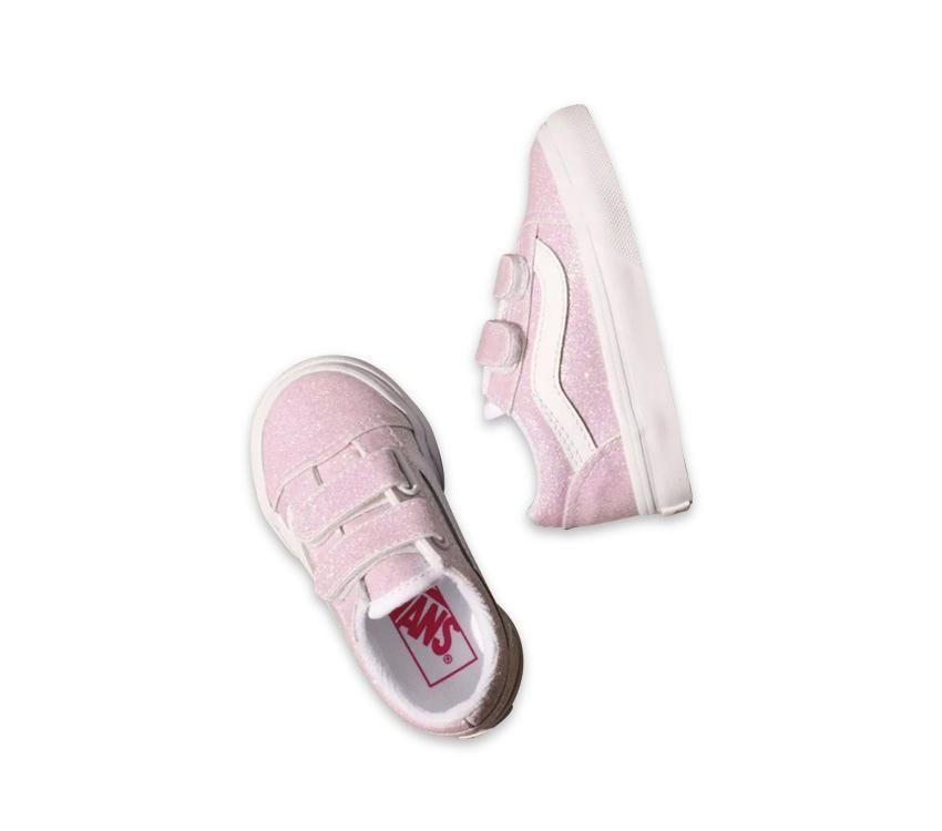 Vans Toddler Old Skool V (UV Glitter) Pink True White - 50-50 Skate Shop