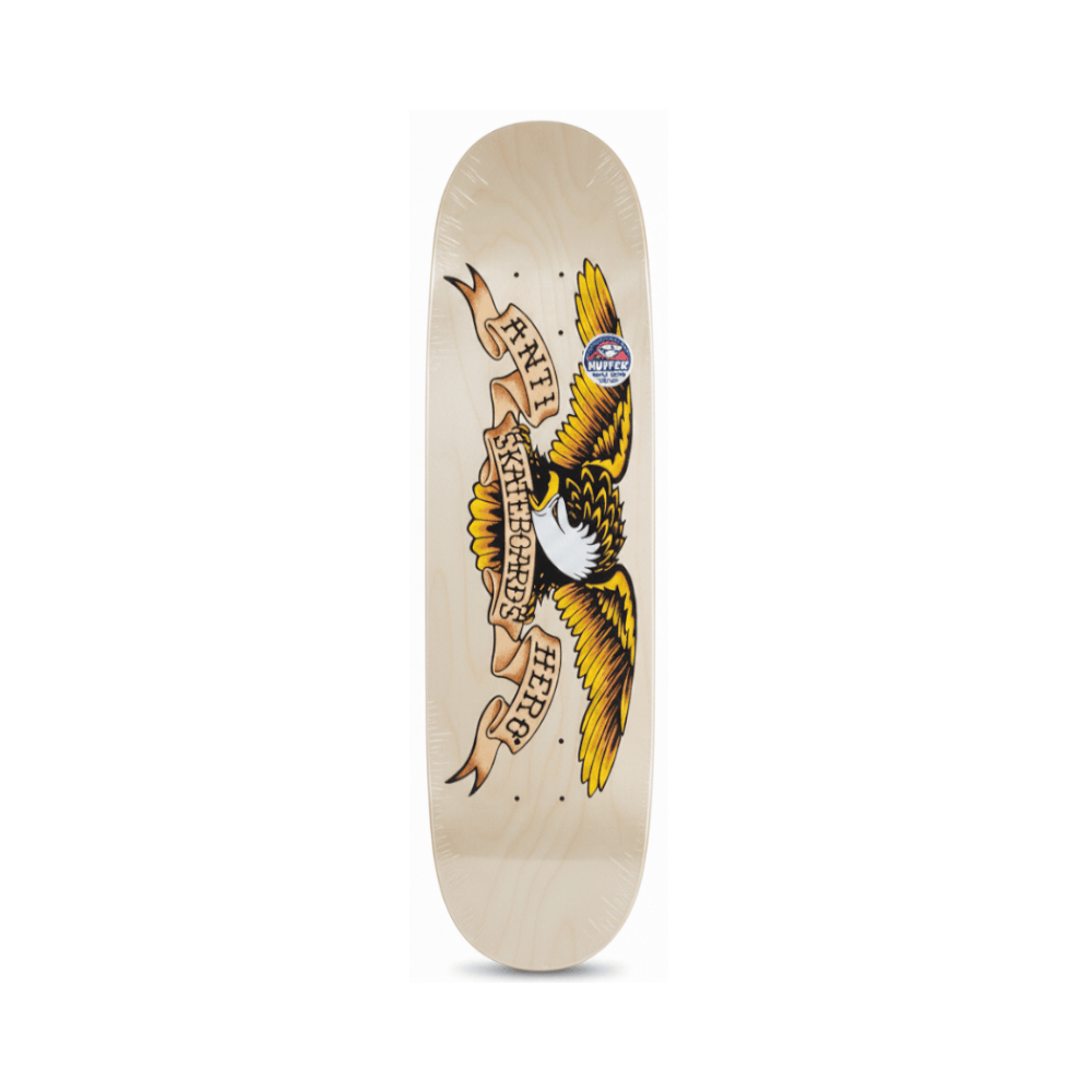 Anti Hero Skateboard Deck Shaped Eagle Huffer 9.1" x 32.62" Off White 14.75" WB