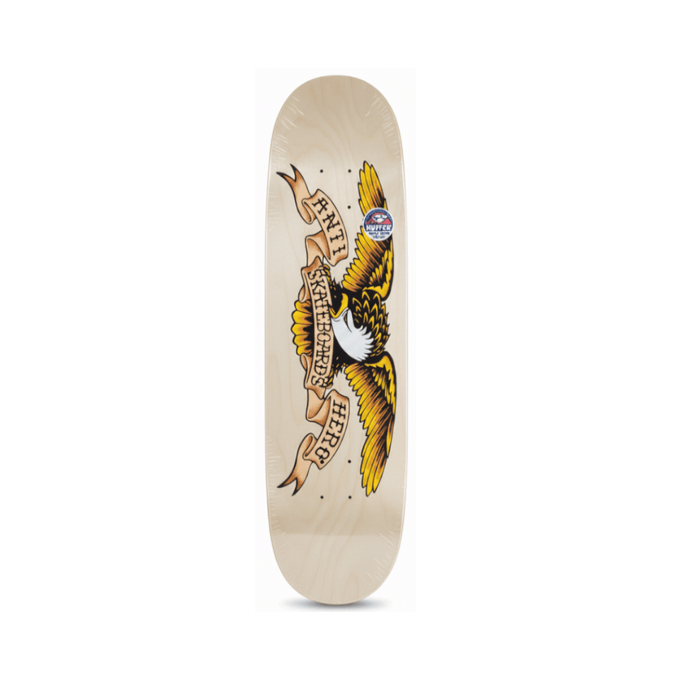 Anti Hero Skateboard Deck Shaped Eagle Huffer 9.1" x 32.62" Off White 14.75" WB