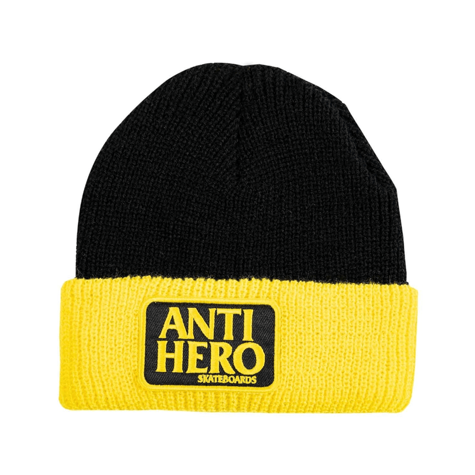 Antihero Skate Beanie Reserve Patch Black Yellow Yellow - 50-50 Skate Shop