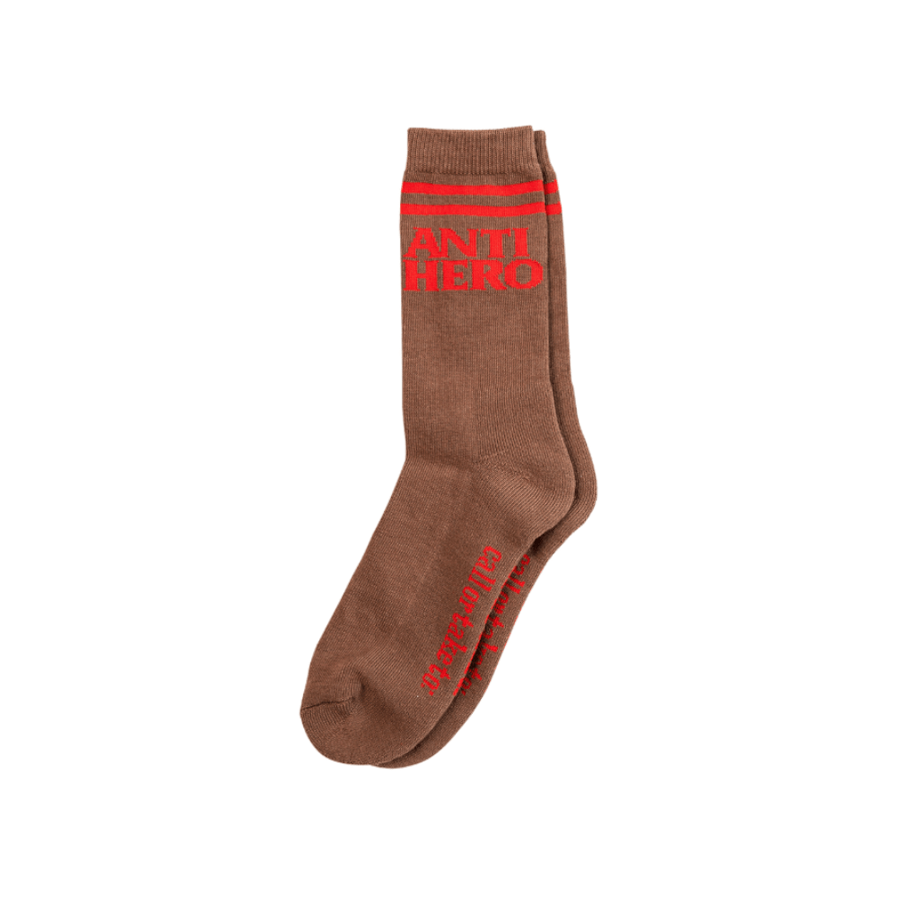 Antihero Skate Sock Blackhero If Found Brown Red - 50-50 Skate Shop
