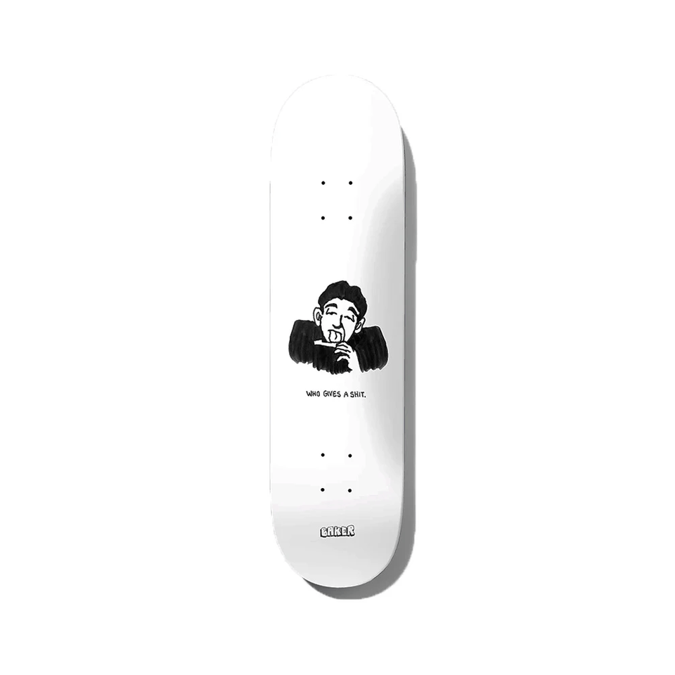 Baker Skateboard Deck Kader Who Gives 8.25" x 31.875" White 14.25" WB - 50-50 Skate Shop