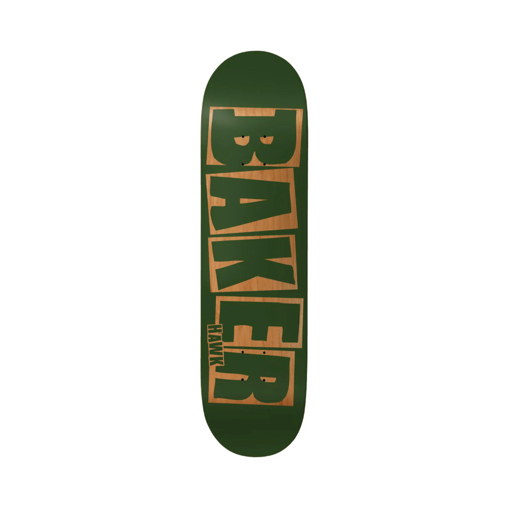 Baker Skateboard Deck Riley Hawk Brand Name 8.5" x 32" Green Natural 14.5" WB - 50-50 Skate Shop
