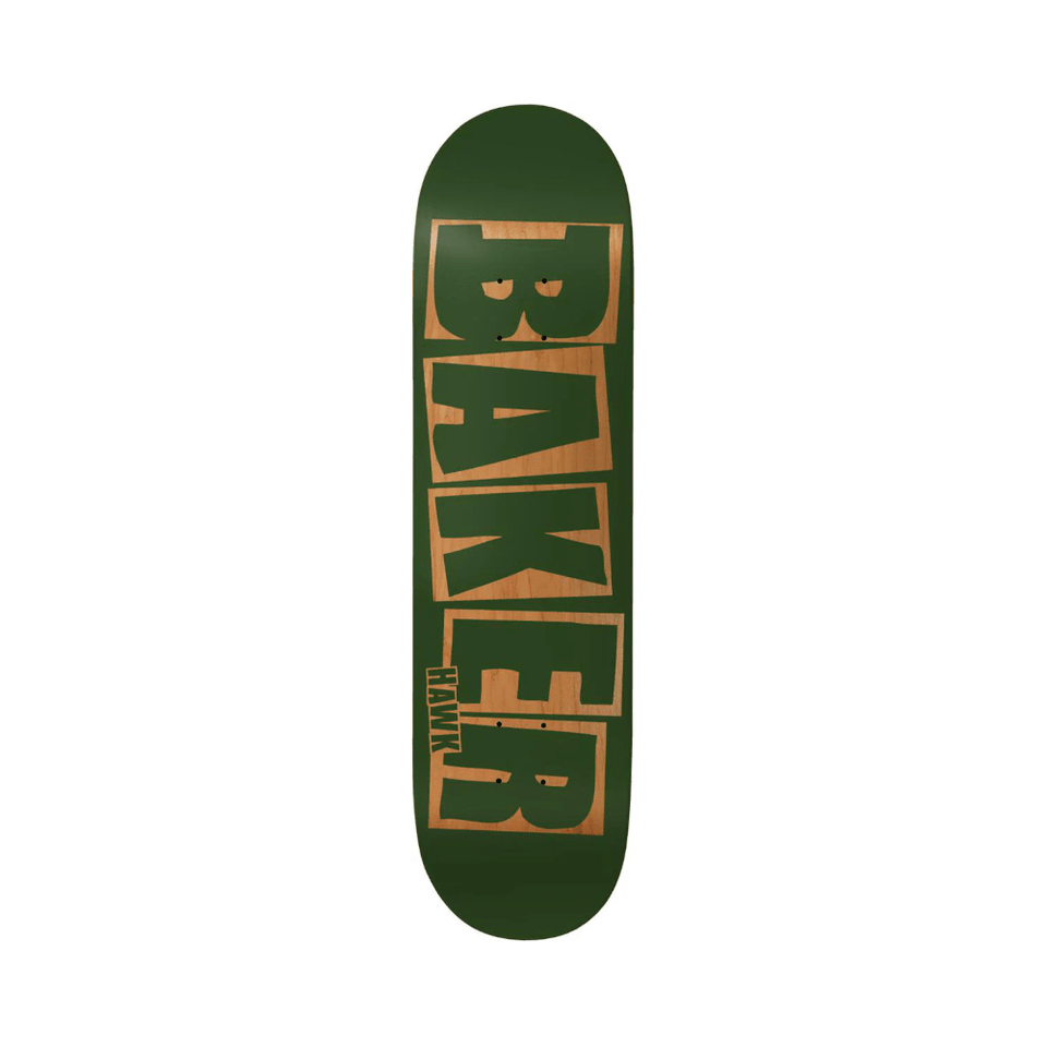 Baker Skateboard Deck Riley Hawk Brand Name 8.5" x 32" Green Natural 14.5" WB - 50-50 Skate Shop