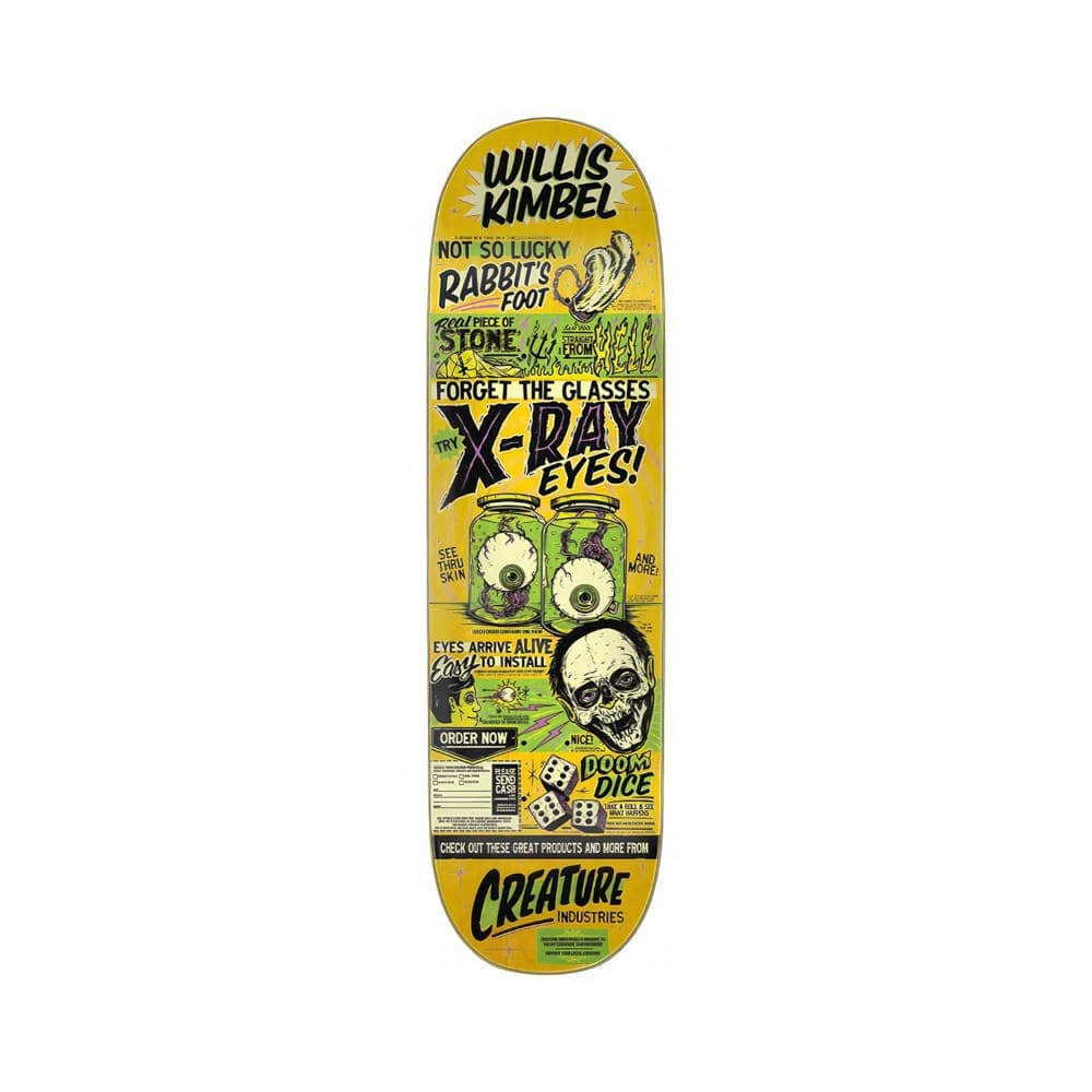 Creature Skateboard Deck Kimbel X Ray Eyes 9.0" x 33" Yellow 15" WB
