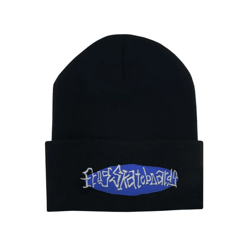 Frog Skate Oval Logo Beanie Black Blue - 50-50 Skate Shop
