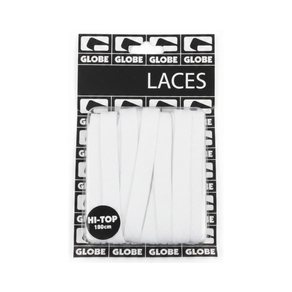 Globe Flat High Top Laces 180cm White (Pair)