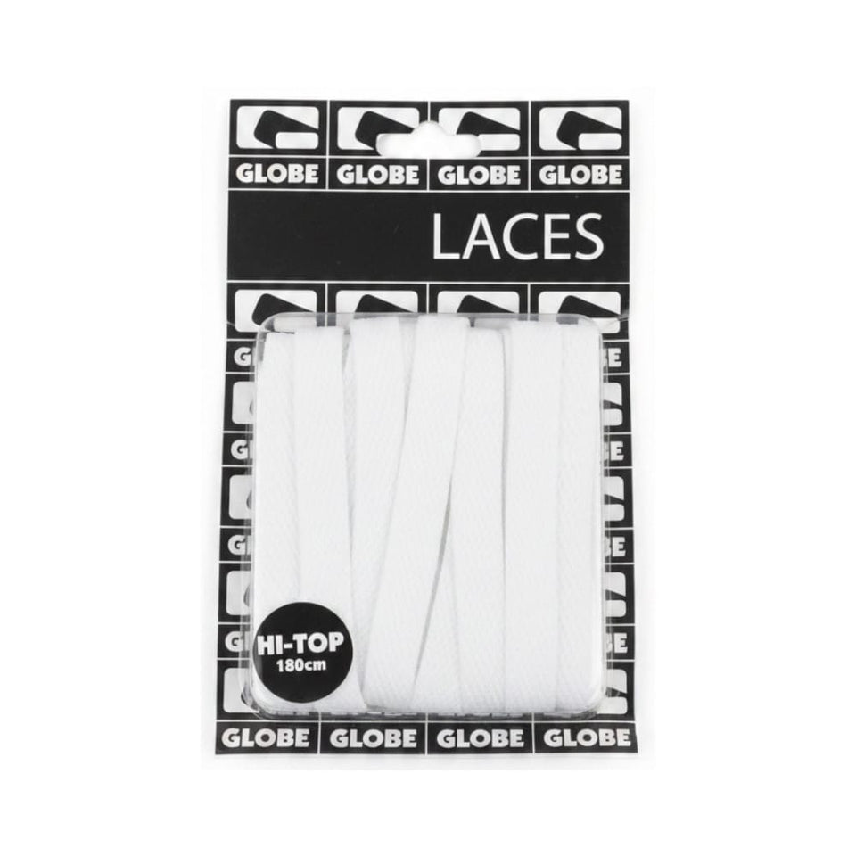 Globe Flat High Top Laces 180cm White (Pair)