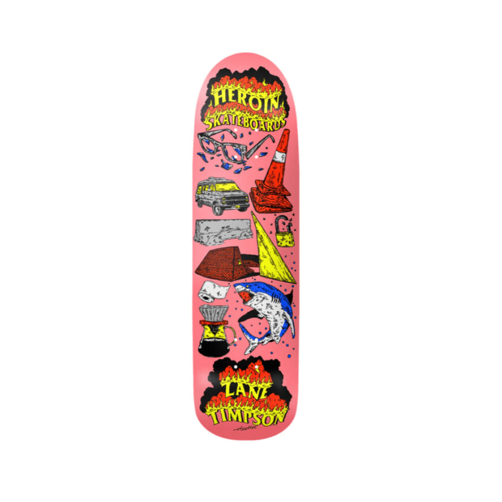 Heroin Skateboard Deck Zane Timpson Life Deck 9.0" Pink - 50-50 Skate Shop