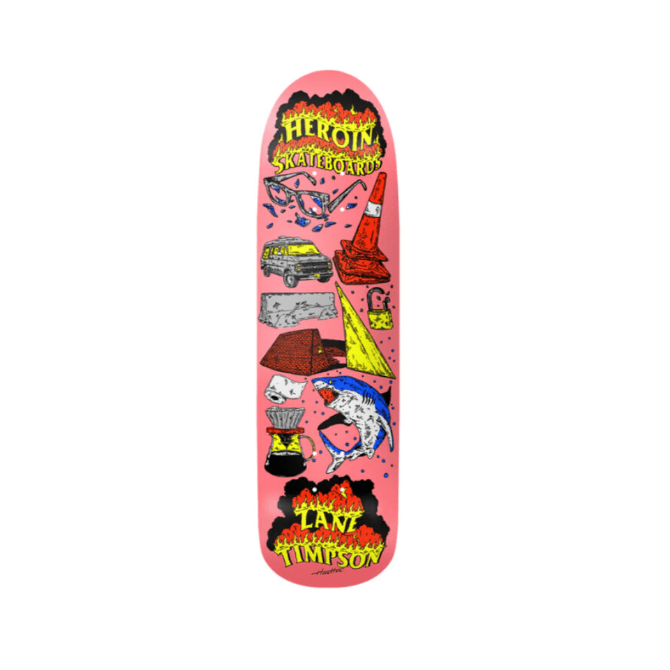Heroin Skateboard Deck Zane Timpson Life Deck 9.0" Pink - 50-50 Skate Shop