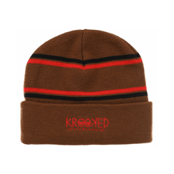 Krooked Skate Beanie Krooked Eyes Brown Black Red - 50-50 Skate Shop