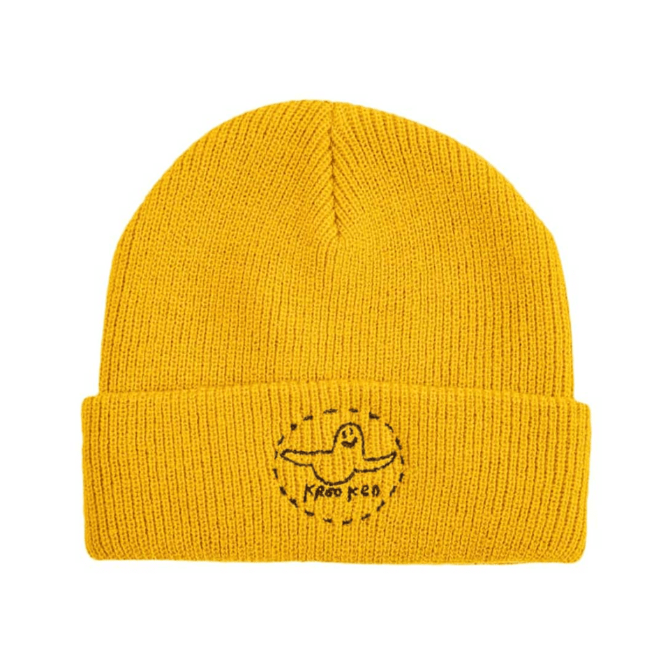 Krooked Skate Beanie Trinity Cuff Yellow Black - 50-50 Skate Shop
