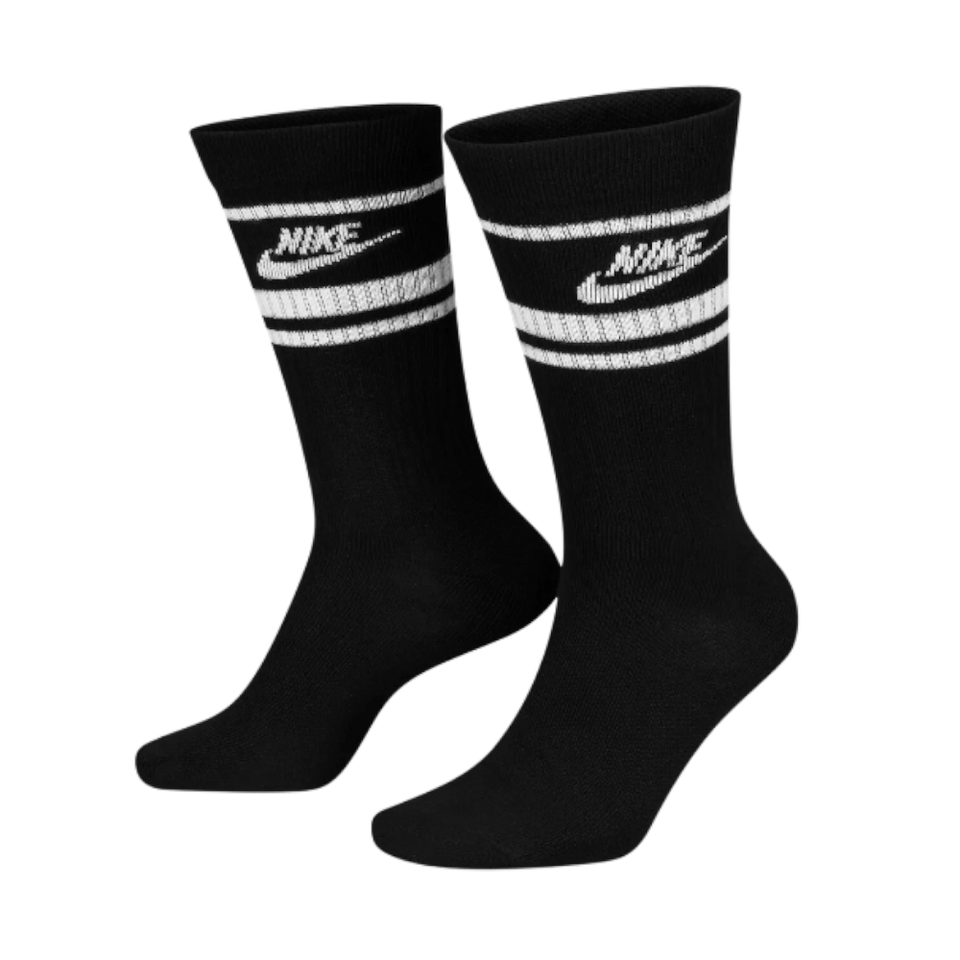 Nike SB Crew NSW Essential Stripe Socks 3 Pack Black White - 50-50 Skate Shop