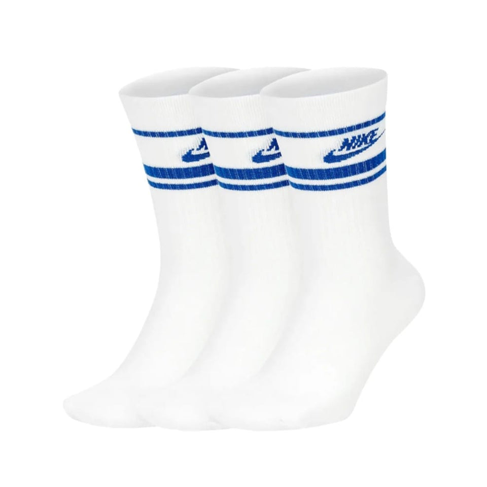Nike Sportswear Everyday Essential Crew Socks (3 Pairs) White Blue