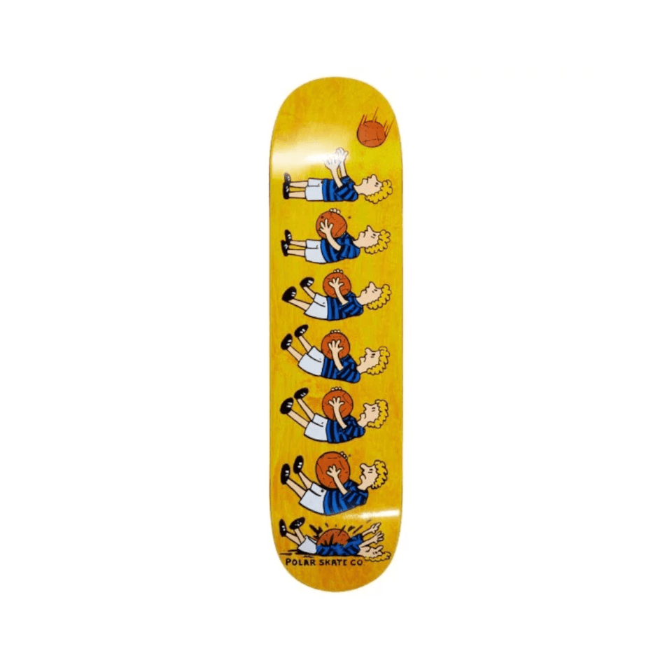 Polar Skateboard Deck Team Model Basketball 8.25" x 32" Yellow 14.25" WB - 50-50 Skate Shop