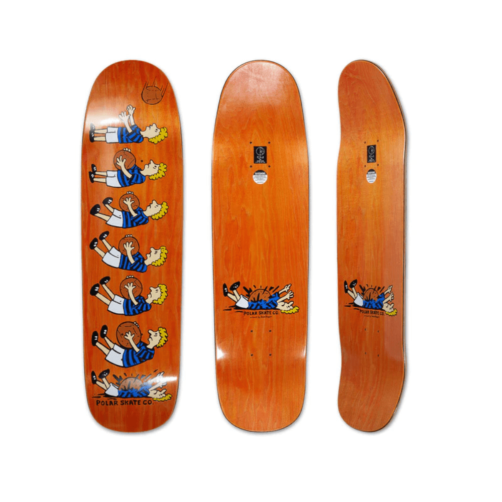 Polar Skateboard Deck Team Model Basketball P9 Shape 8.625" x 32" Orange 14.5" WB - 50-50 Skate Shop