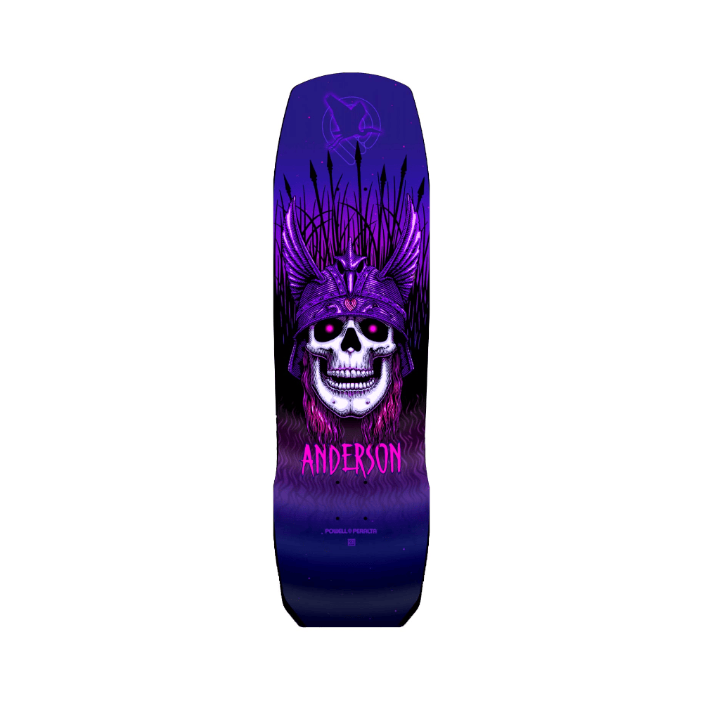 Powell Peralta Skateboard Deck Andy Anderson Heron Skull Purple 8.45" x 31.8" - 50-50 Skate Shop
