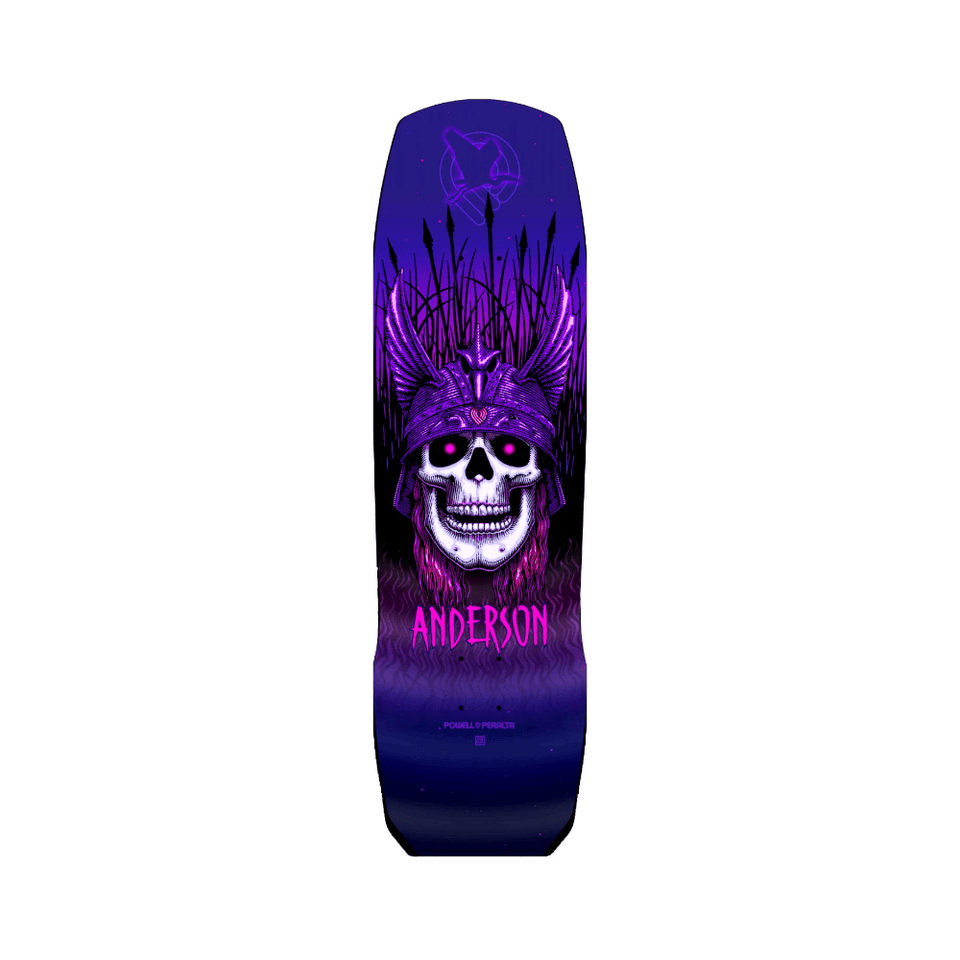 Powell Peralta Skateboard Deck Andy Anderson Heron Skull Purple 8.45" x 31.8"
